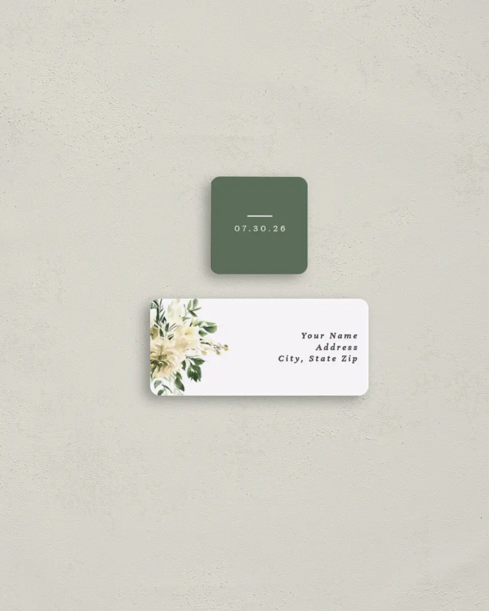 This is a 2¼" x 1" Labels; 1" x 1" Seals Return Address Label called Honest Bouquet printed in full color