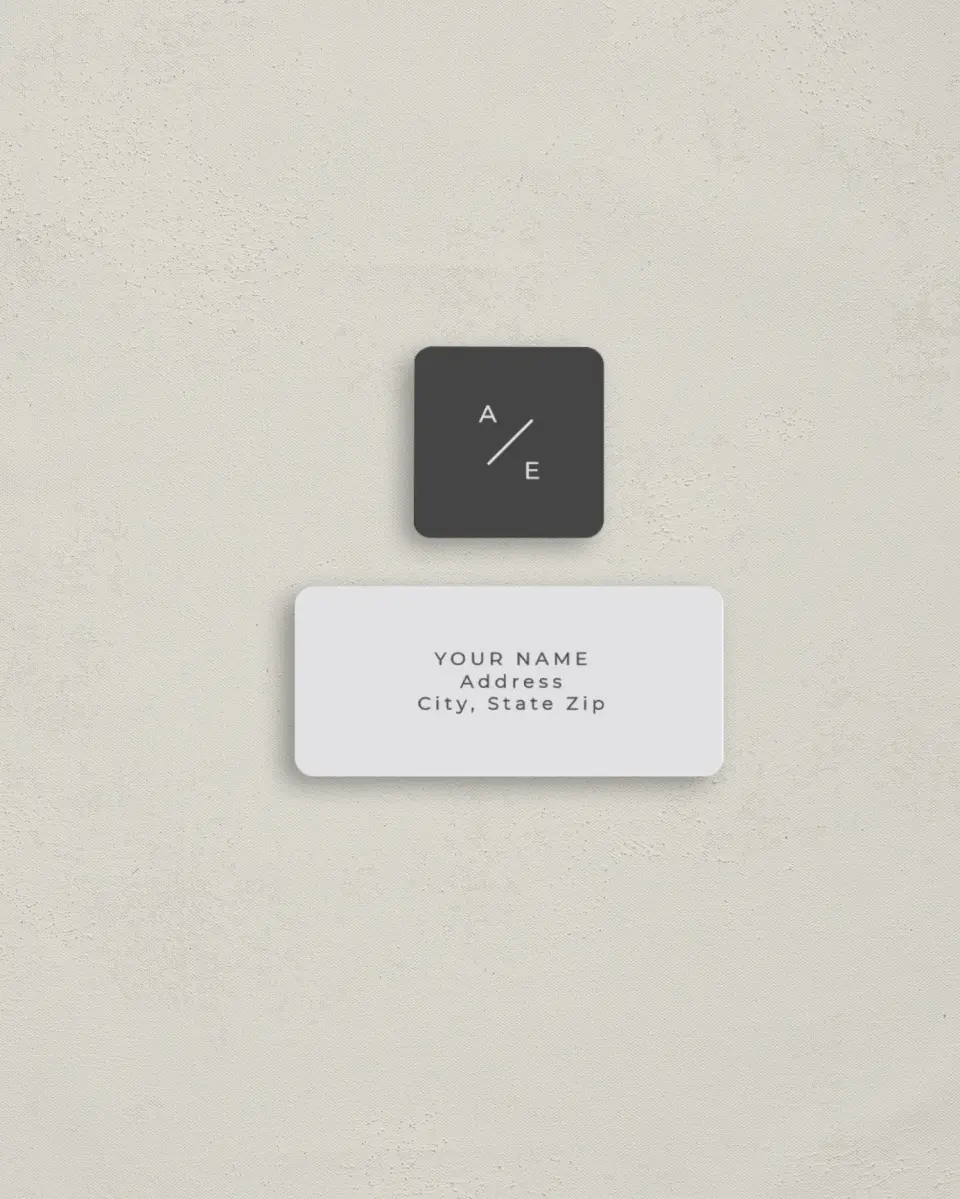 This is a 2¼" x 1" Labels; 1" x 1" Seals Return Address Label called Initial Hush printed in full color