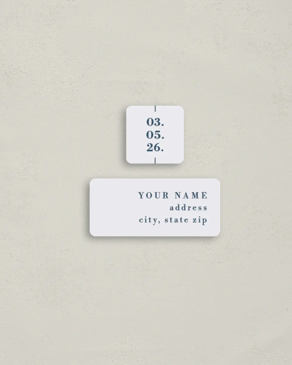 This is a 2¼" x 1" Labels; 1" x 1" Seals Return Address Label called For Eternity printed in full color