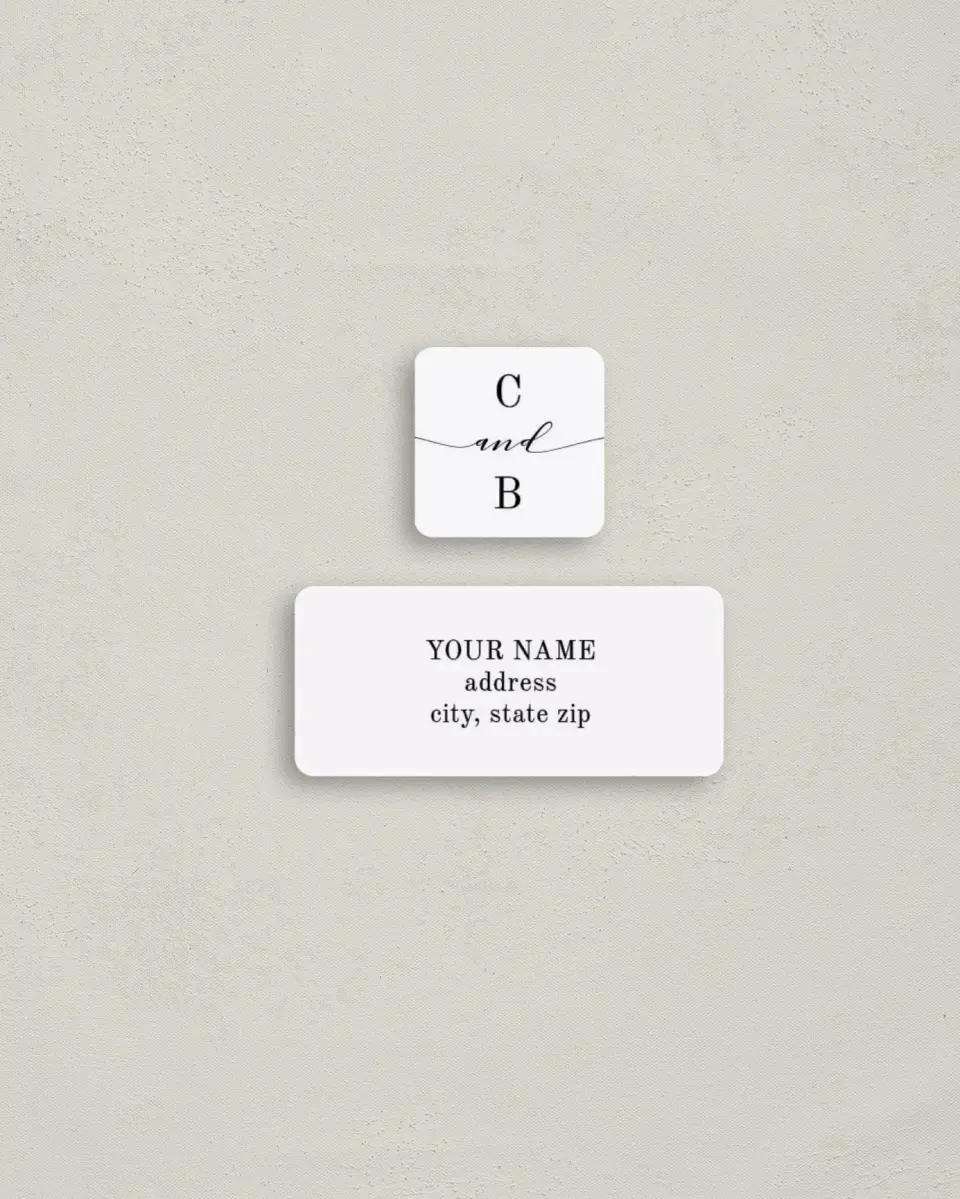 This is a 2¼" x 1" Labels; 1" x 1" Seals Return Address Label called Classy Type printed in full color