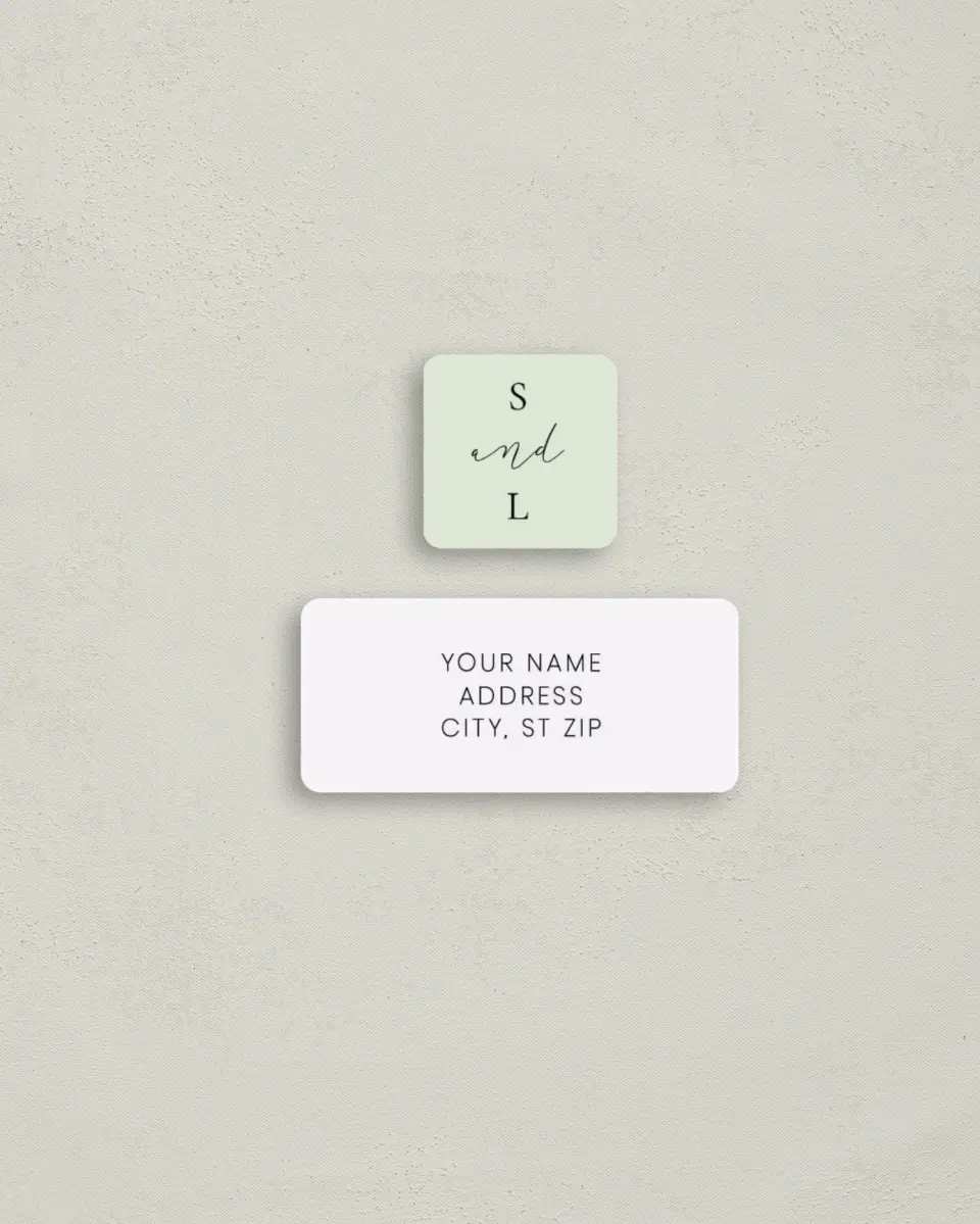 This is a 2¼" x 1" Labels; 1" x 1" Seals Return Address Label called Sweet Greenery printed in full color