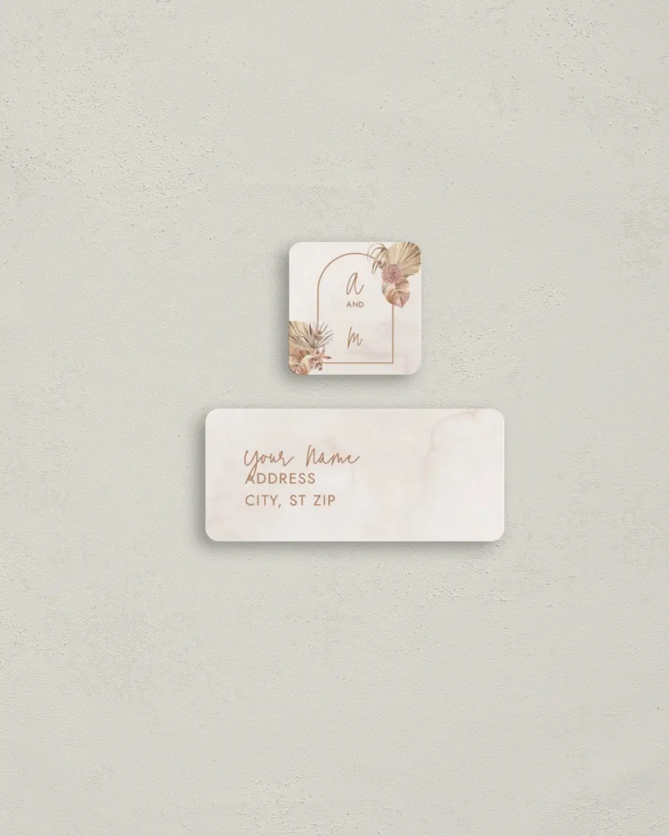 This is a 2¼" x 1" Labels; 1" x 1" Seals Return Address Label called Boho Blooms printed in full color
