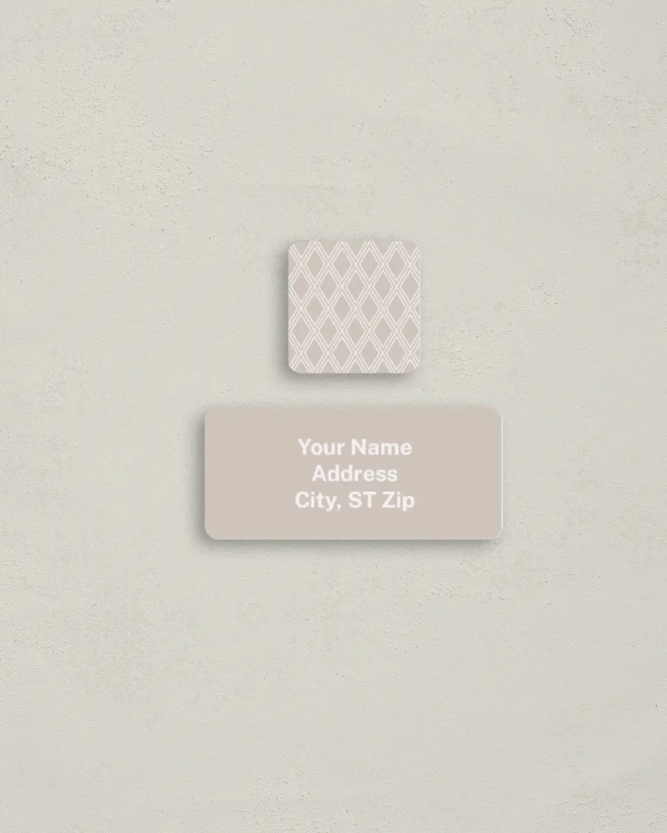 This is a 2¼" x 1" Labels; 1" x 1" Seals Return Address Label called Diamond Tile printed in full color