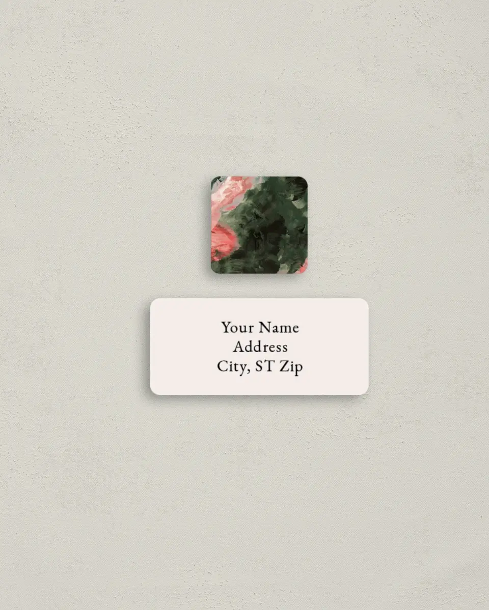 This is a 2¼" x 1" Labels; 1" x 1" Seals Return Address Label called Painterly Pattern printed in full color