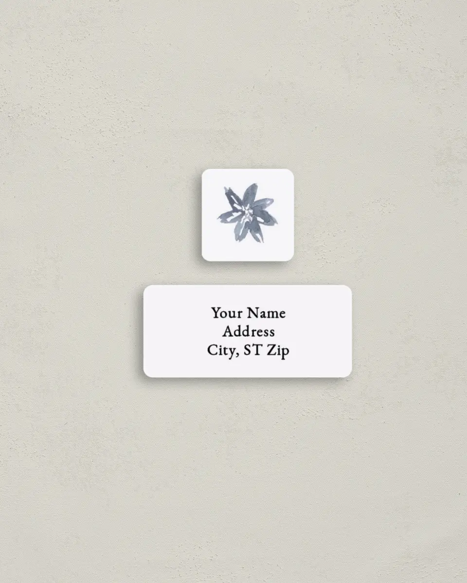 This is a 2¼" x 1" Labels; 1" x 1" Seals Return Address Label called Winter Floral printed in full color