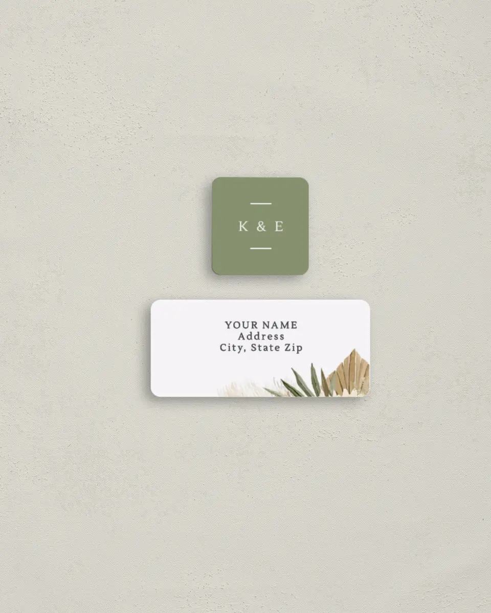 This is a 2¼" x 1" Labels; 1" x 1" Seals Return Address Label called Serene Flora printed in full color