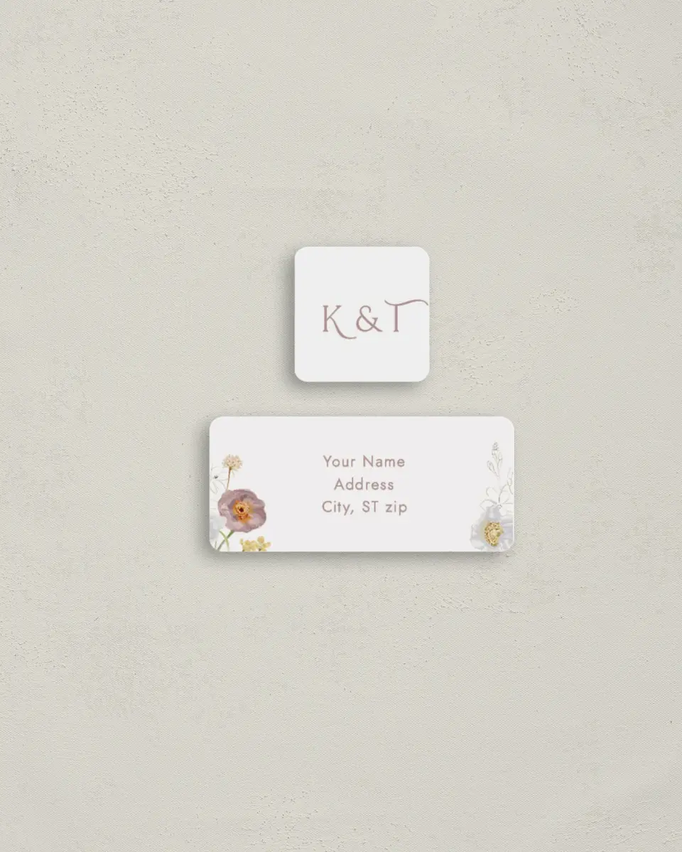 This is a 2¼" x 1" Labels; 1" x 1" Seals Return Address Label called Enchanting Wildflowers printed in full color