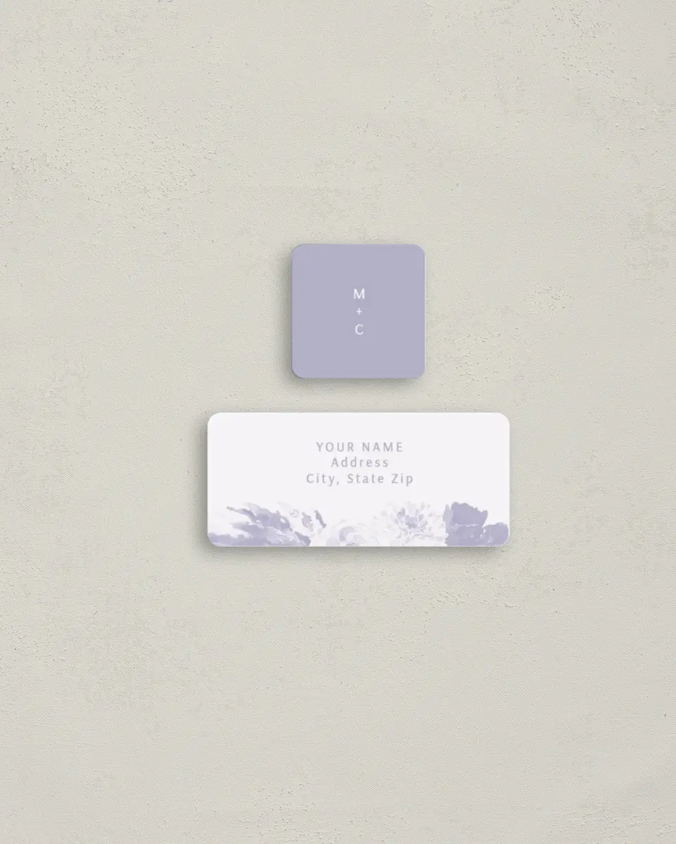 This is a 2¼" x 1" Labels; 1" x 1" Seals Return Address Label called Sweet Botanical printed in full color