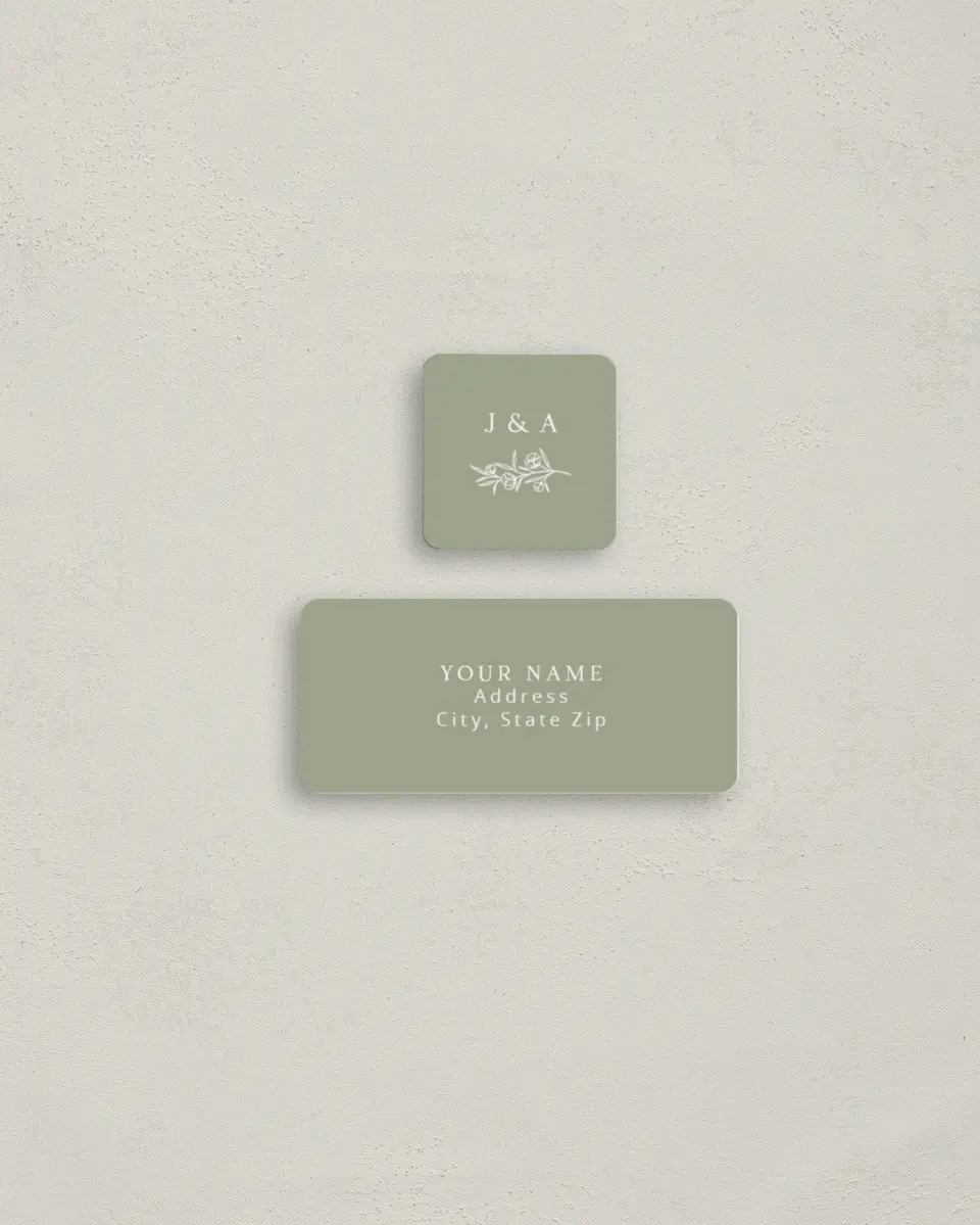This is a 2¼" x 1" Labels; 1" x 1" Seals Return Address Label called The Jasmine printed in full color