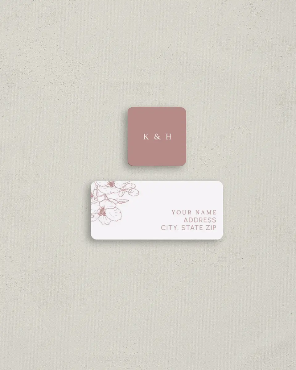 This is a 2¼" x 1" Labels; 1" x 1" Seals Return Address Label called The Kinsley printed in full color