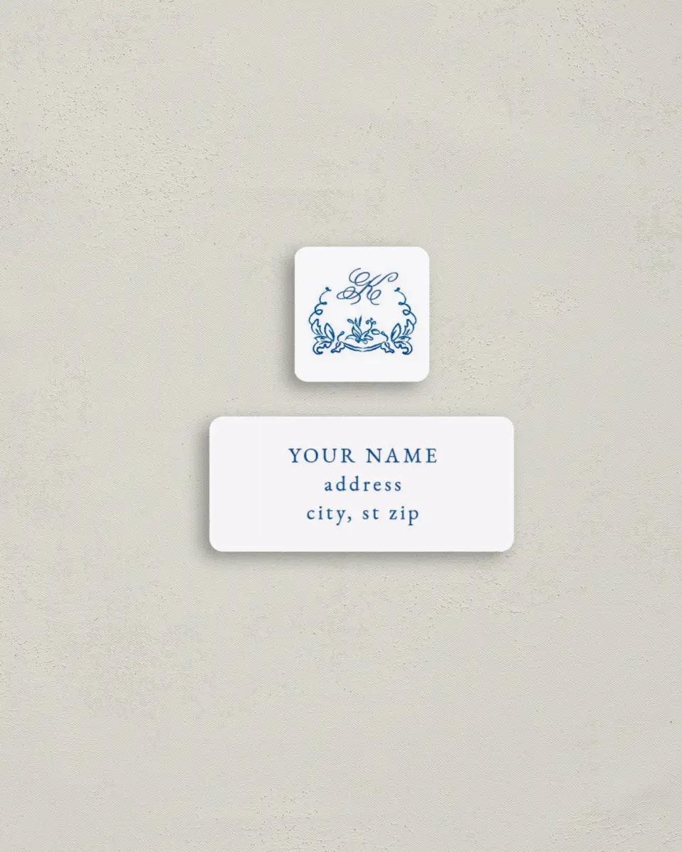 This is a 2¼" x 1" Labels; 1" x 1" Seals Return Address Label called Ornamental Elegance printed in full color