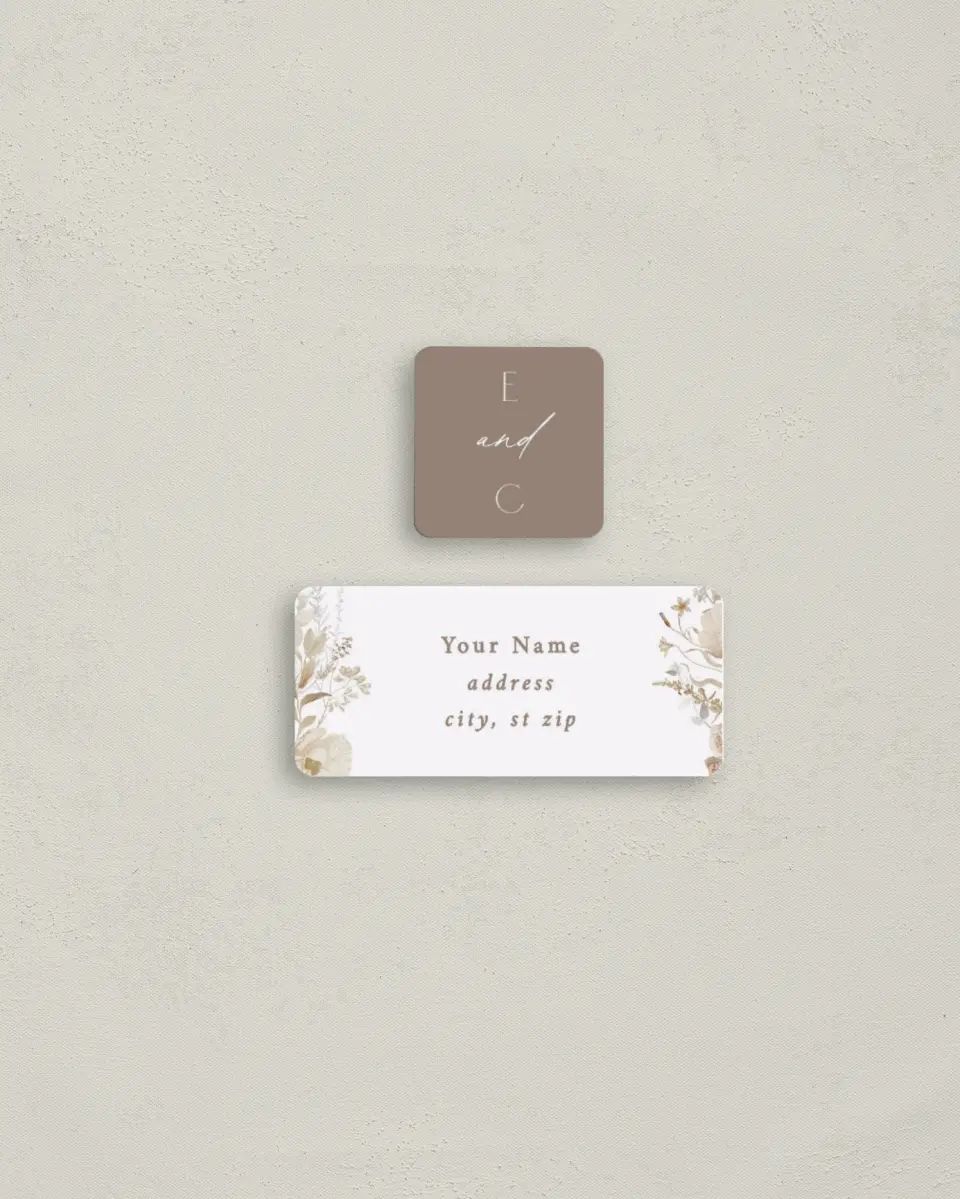 This is a 2¼" x 1" Labels; 1" x 1" Seals Return Address Label called The Everly printed in full color