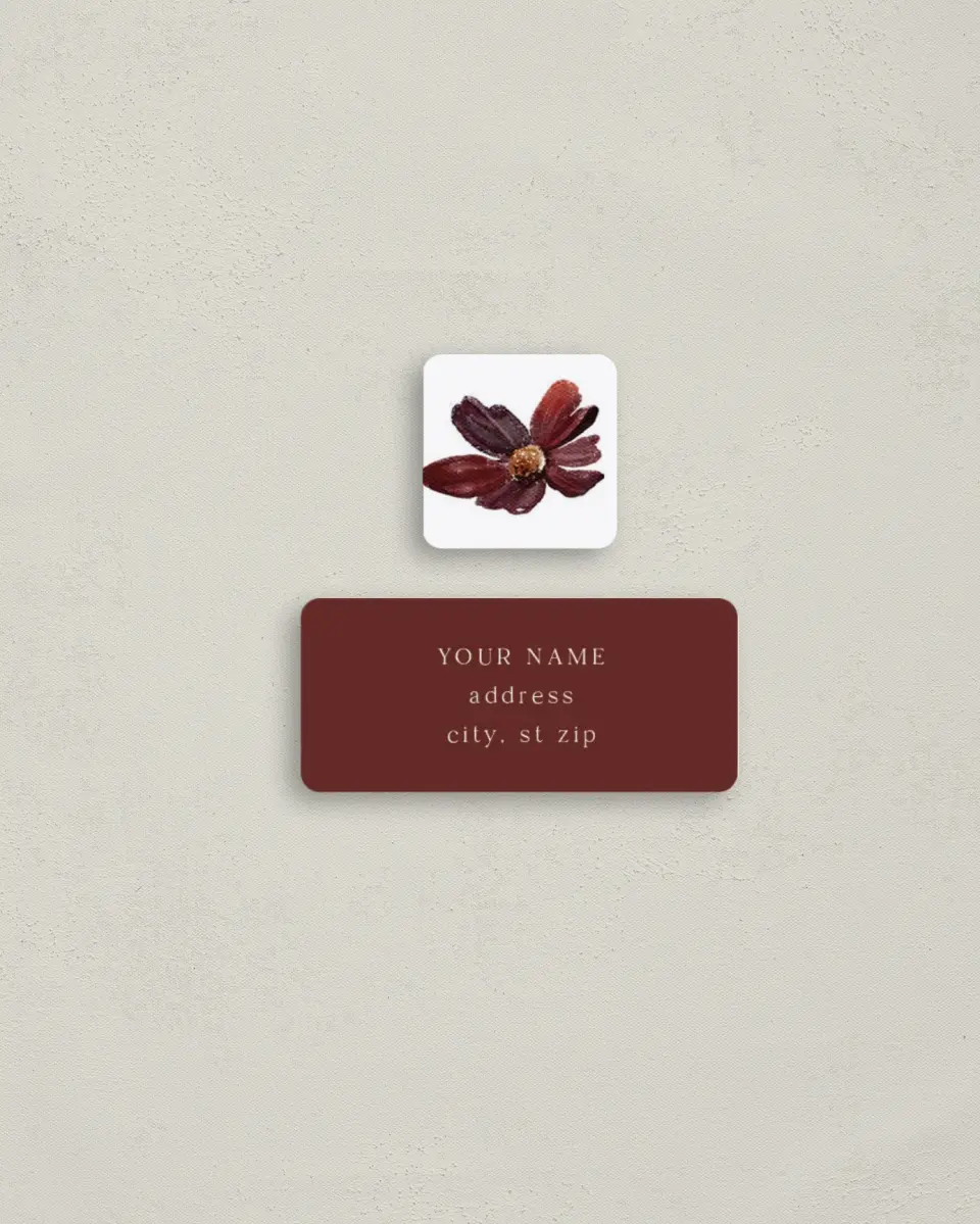 This is a 2¼" x 1" Labels; 1" x 1" Seals Return Address Label called Autumn Wildflowers printed in full color
