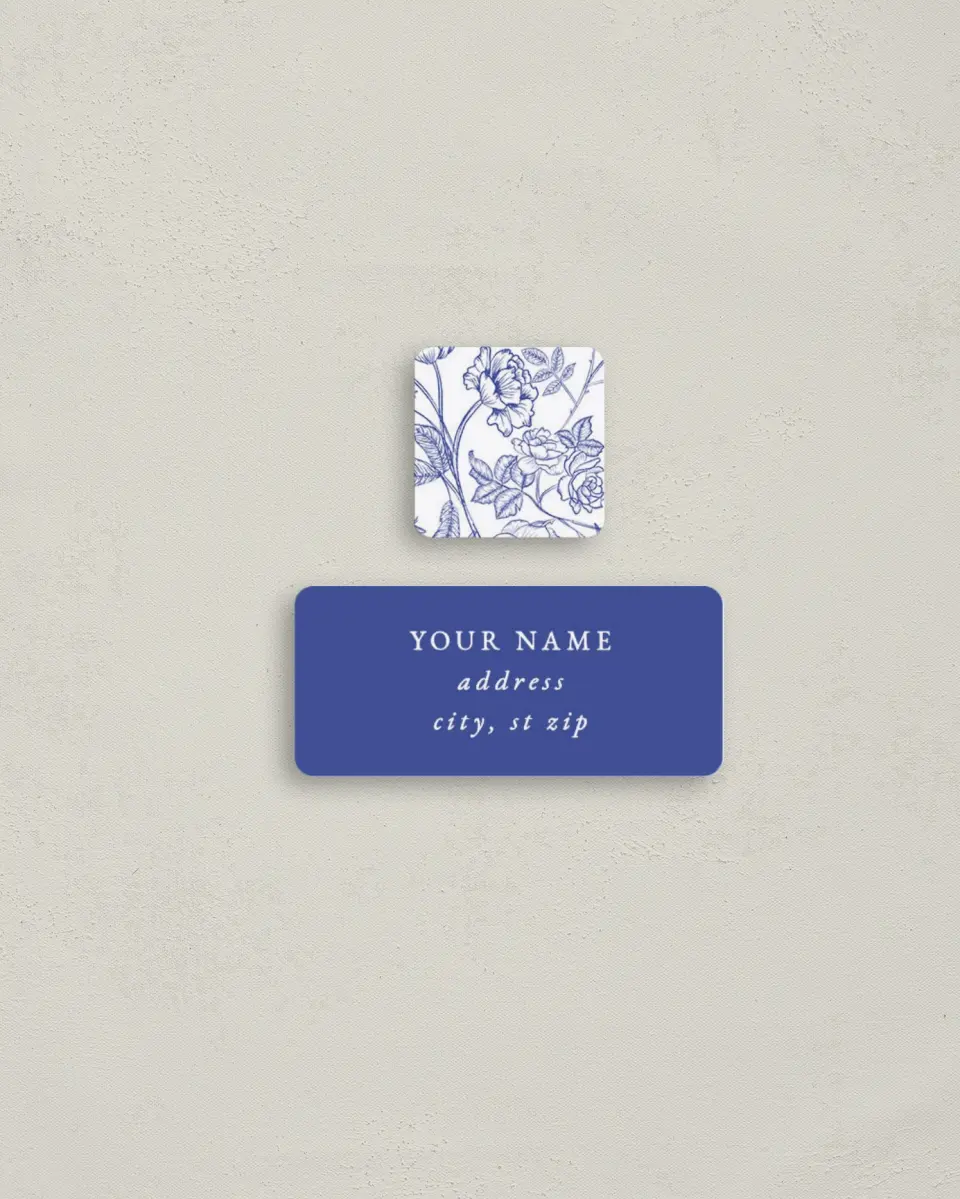 This is a 2¼" x 1" Labels; 1" x 1" Seals Return Address Label called Modern Chinoiserie printed in full color