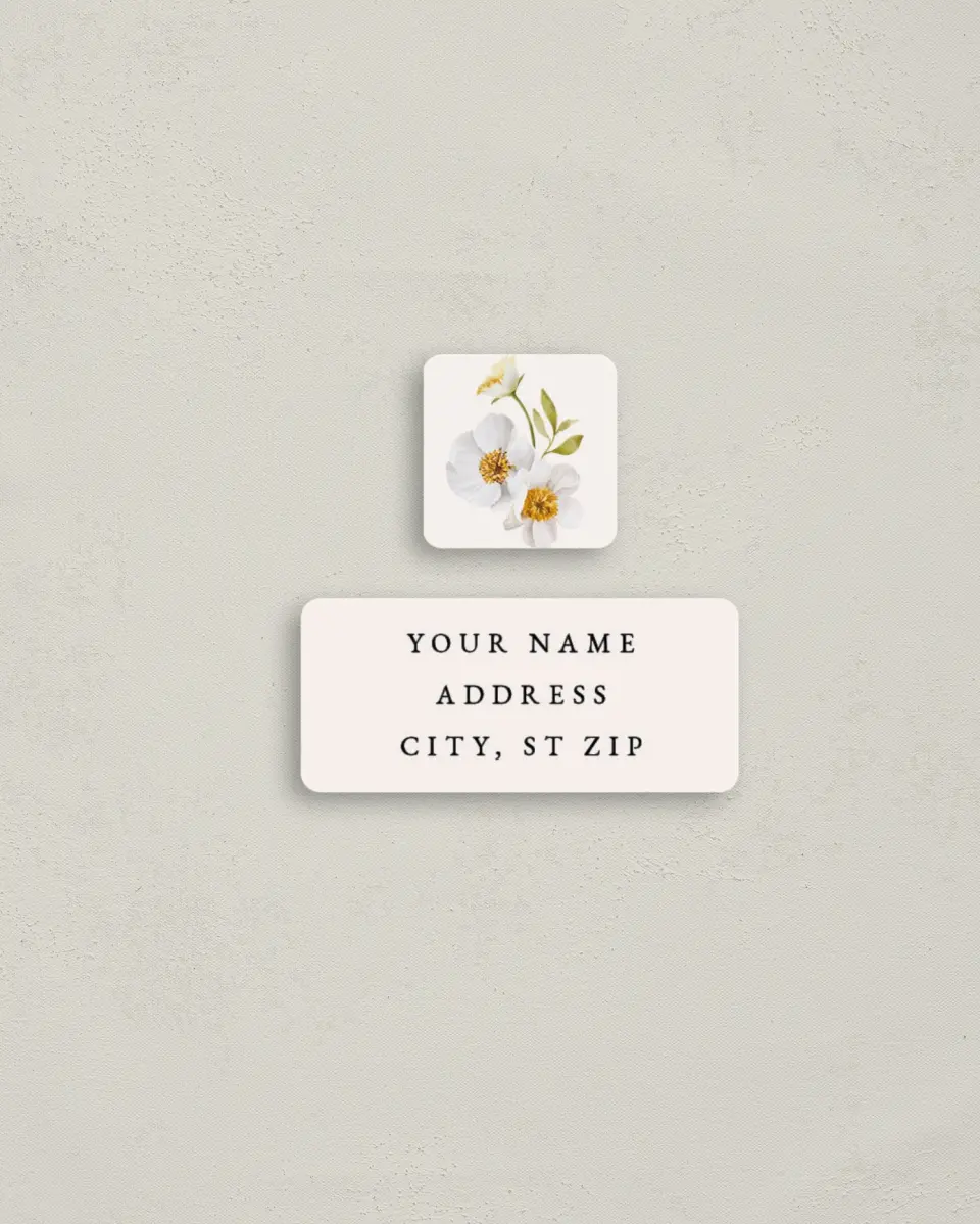 This is a 2¼" x 1" Labels; 1" x 1" Seals Return Address Label called Charming Cosmos printed in full color