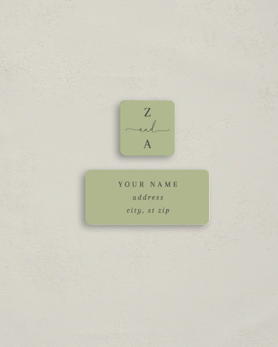 This is a 2¼" x 1" Labels; 1" x 1" Seals Return Address Label called The Zoey printed in full color