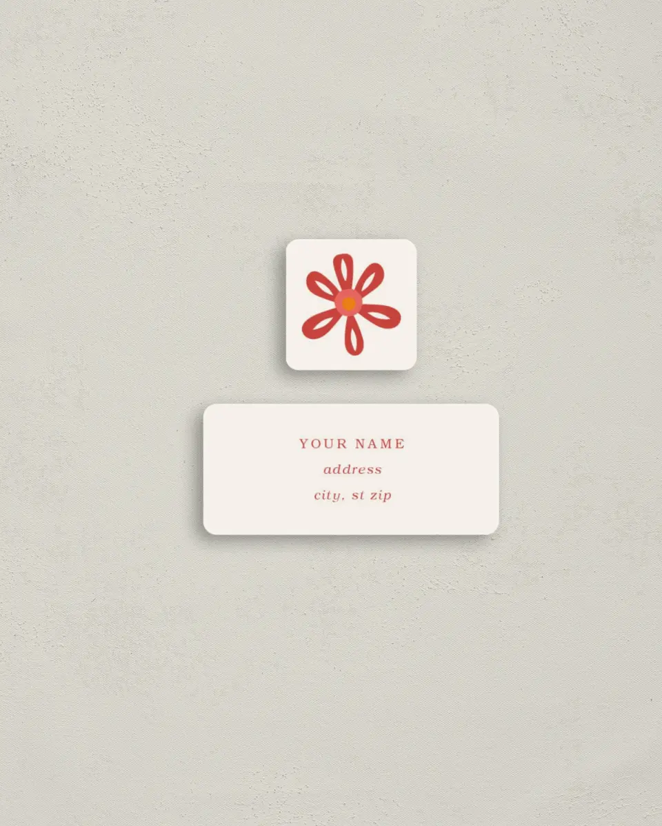 This is a 2¼" x 1" Labels; 1" x 1" Seals Return Address Label called Folk Fiesta printed in full color