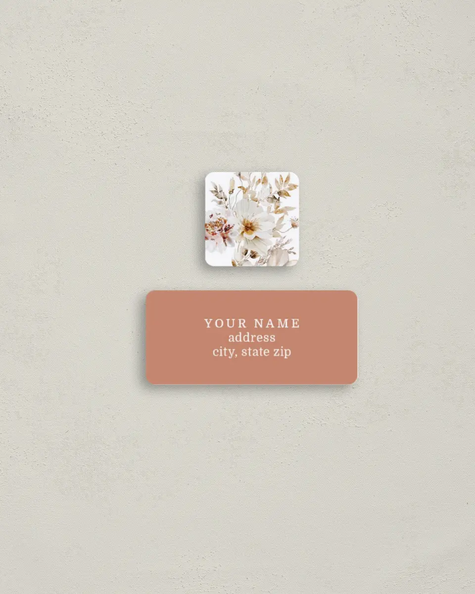 This is a 2¼" x 1" Labels; 1" x 1" Seals Return Address Label called Petal Perfect printed in full color