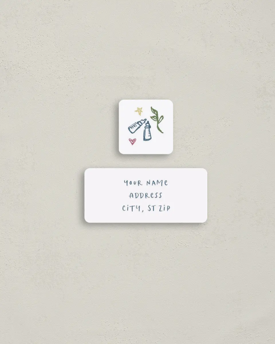 This is a 2¼" x 1" Labels; 1" x 1" Seals Bachelorette Party Accessorie called Dainty Delight printed in full color
