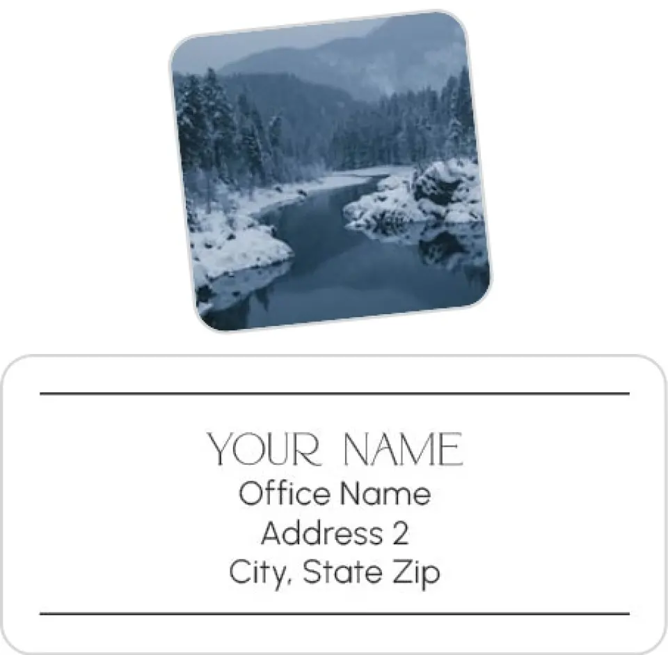 This is a 2¼" x 1" Labels; 1" x 1" Seals Return Address Label called Alpine Serenity printed in full color