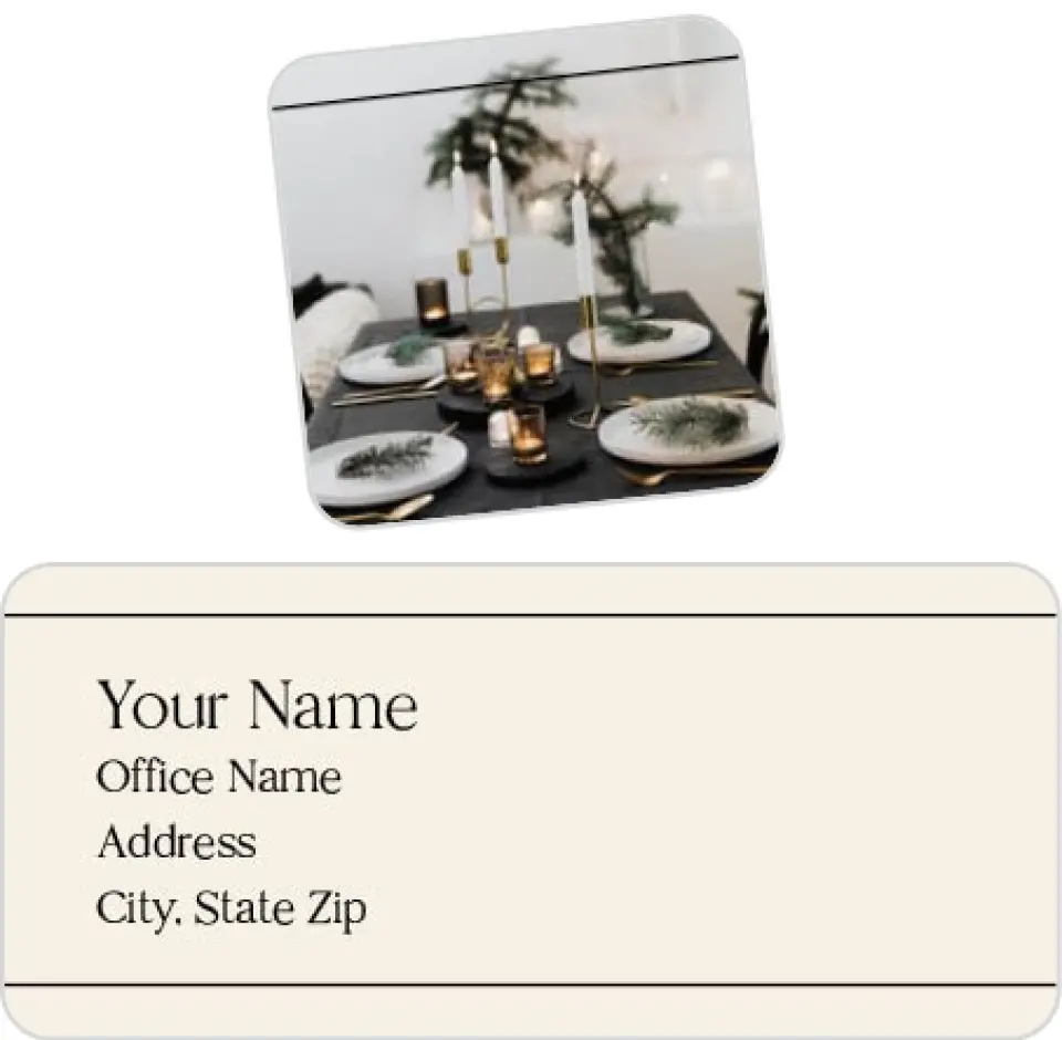 This is a 2¼" x 1" Labels; 1" x 1" Seals Return Address Label called Grand Elegance printed in full color