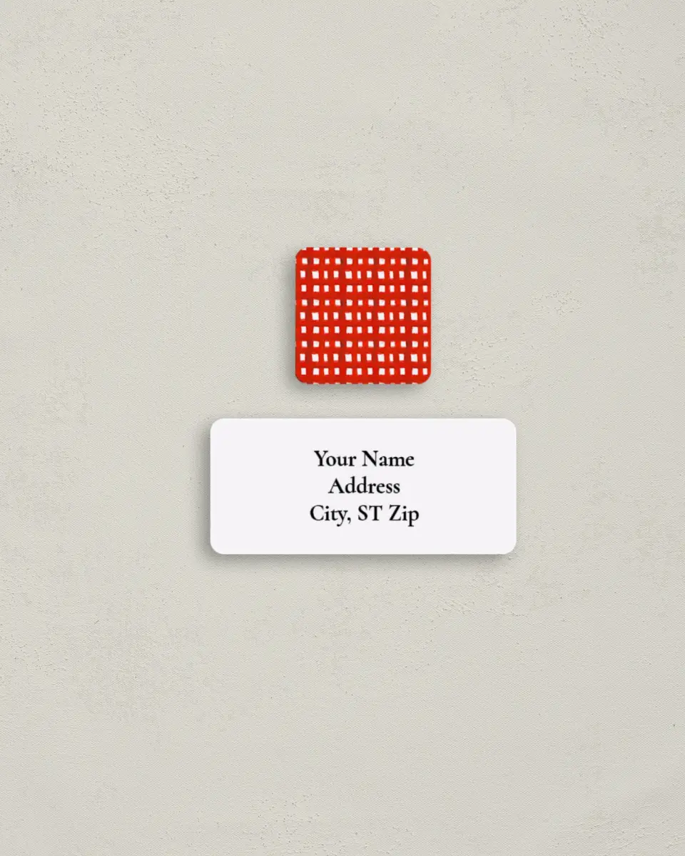 This is a 2¼" x 1" Labels; 1" x 1" Seals Return Address Label called Holly Delight printed in full color