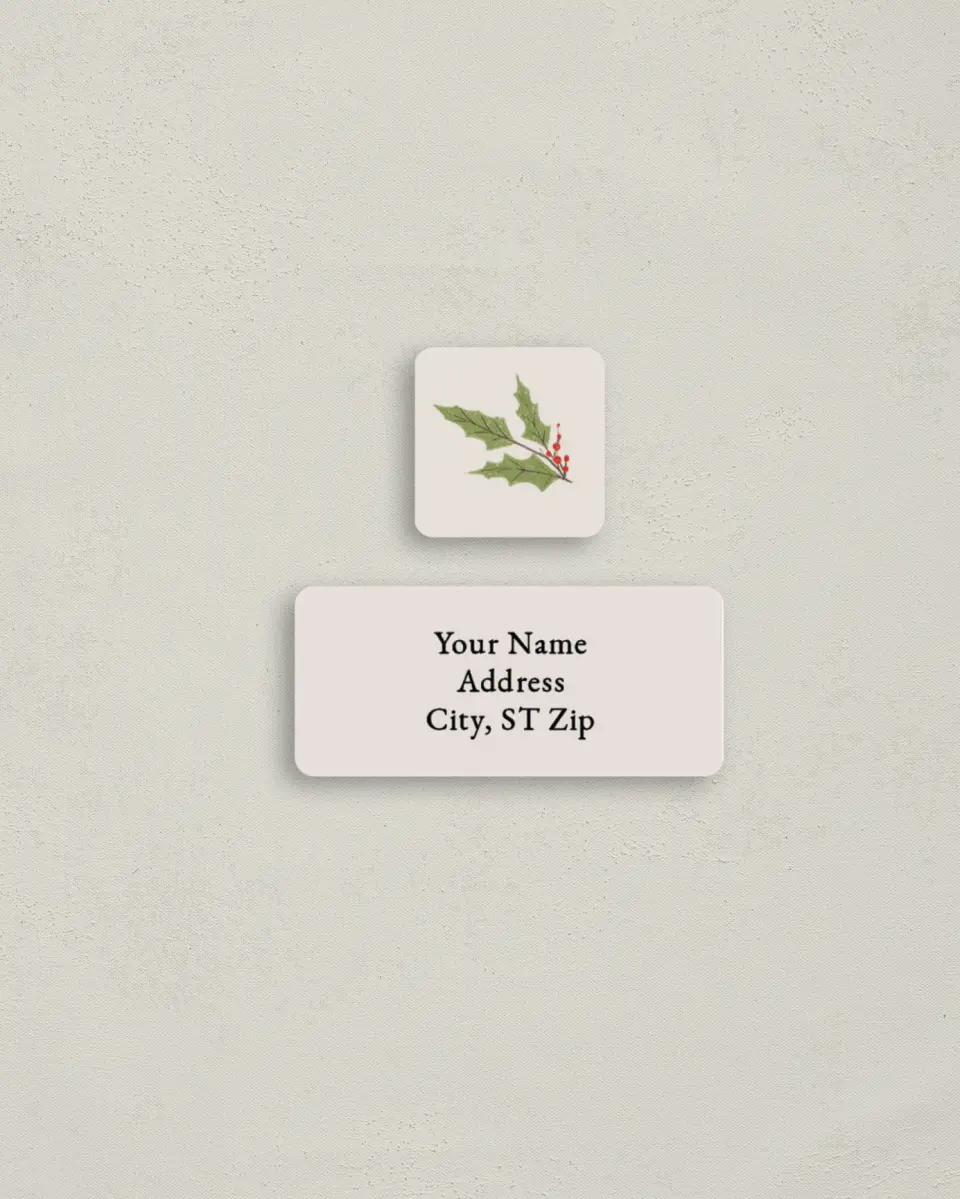 This is a 2¼" x 1" Labels; 1" x 1" Seals Return Address Label called Joyful Vine printed in full color