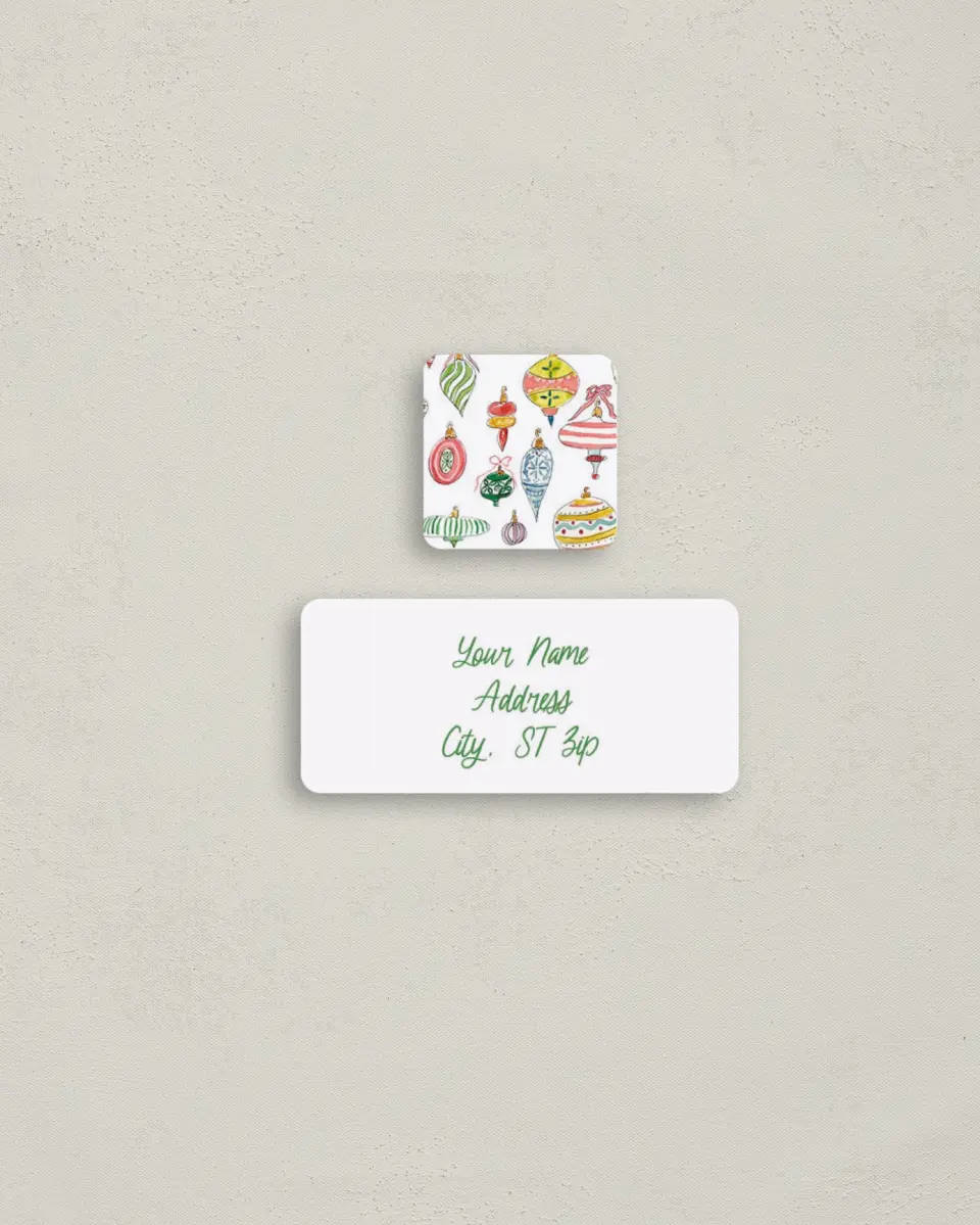 This is a 2¼" x 1" Labels; 1" x 1" Seals Return Address Label called Ornamented Joy printed in full color