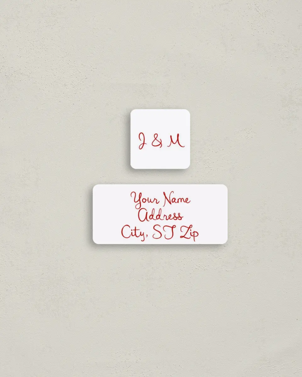 This is a 2¼" x 1" Labels; 1" x 1" Seals Return Address Label called Love Birds printed in full color