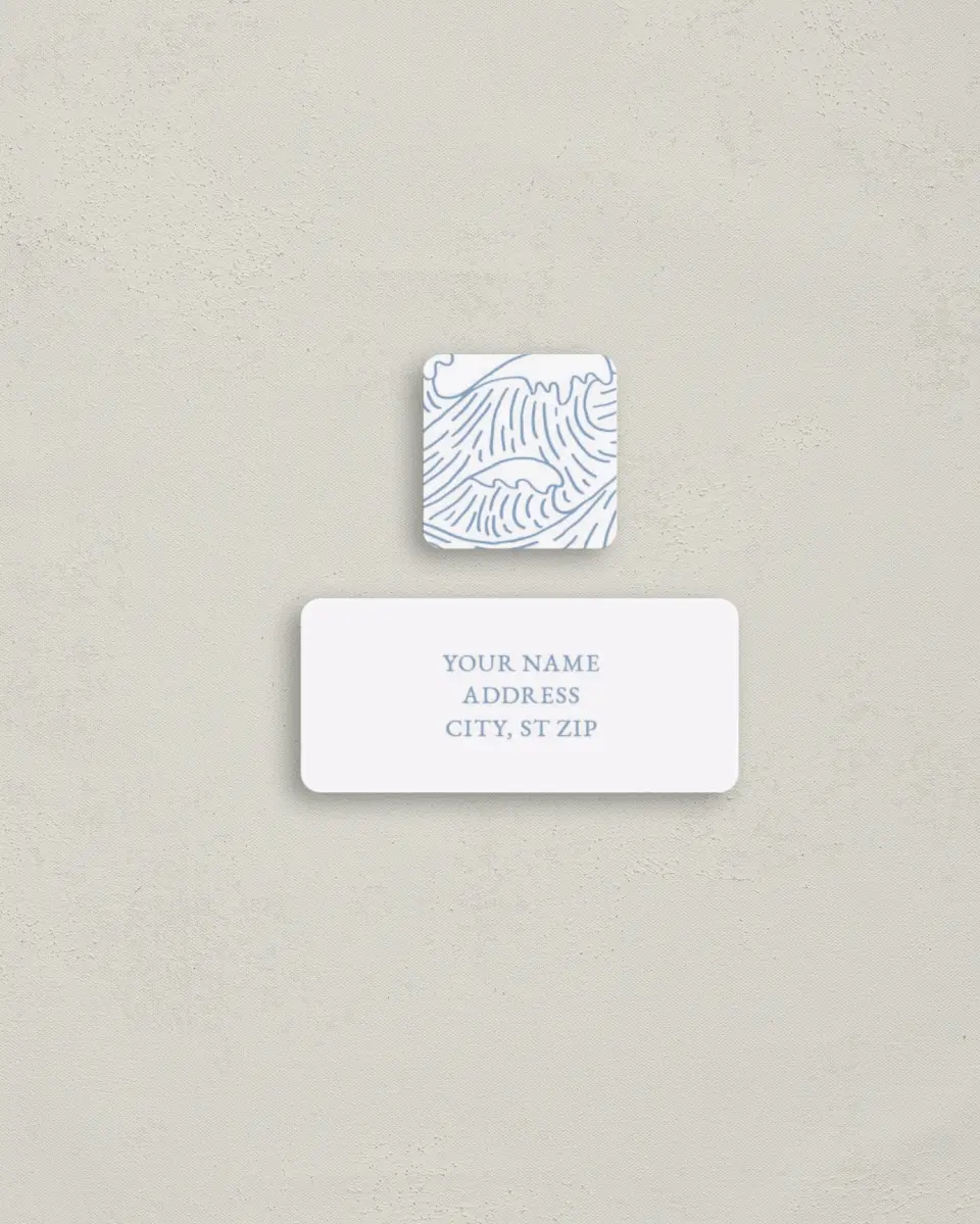 This is a 2¼" x 1" Labels; 1" x 1" Seals Return Address Label called Wave of Love printed in full color