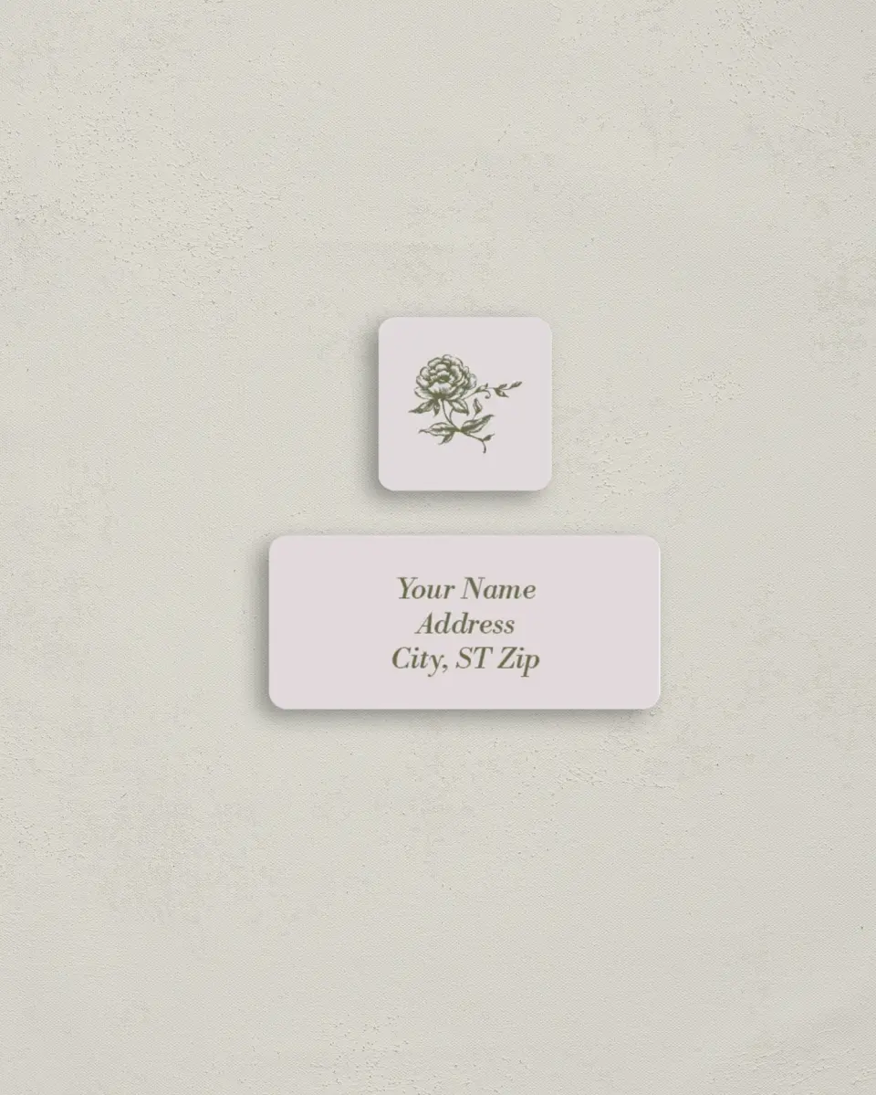This is a 2¼" x 1" Labels; 1" x 1" Seals Return Address Label called Meadow of Merriment printed in full color