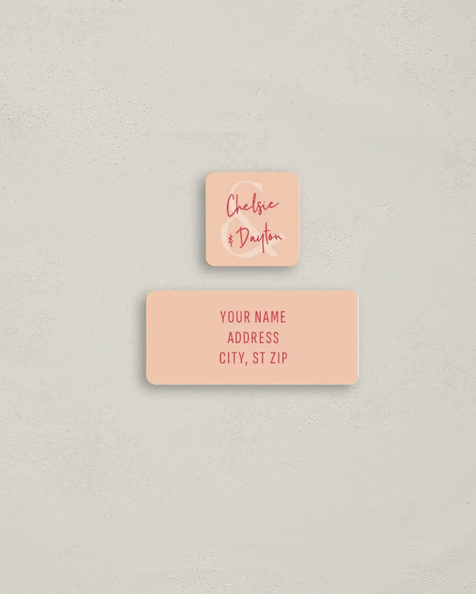 This is a 2¼" x 1" Labels; 1" x 1" Seals Return Address Label called Lovey-Dovey printed in full color