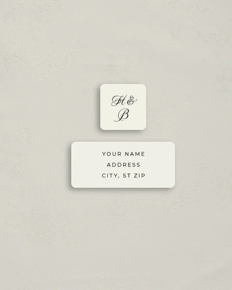 This is a 2¼" x 1" Labels; 1" x 1" Seals Return Address Label called Grand Party printed in full color