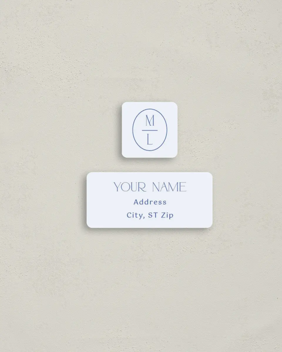 This is a 2¼" x 1" Labels; 1" x 1" Seals Return Address Label called The Mila printed in full color