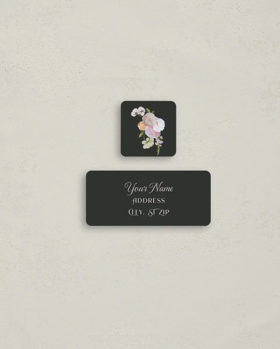 This is a 2¼" x 1" Labels; 1" x 1" Seals Bachelorette Party Accessorie called Floral Feels printed in full color