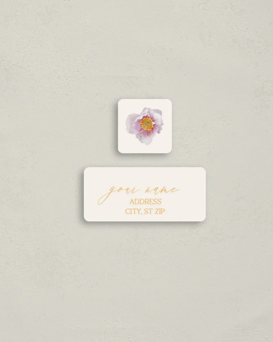 This is a 2¼" x 1" Labels; 1" x 1" Seals Bachelorette Party Accessorie called Colorful Blooms printed in full color