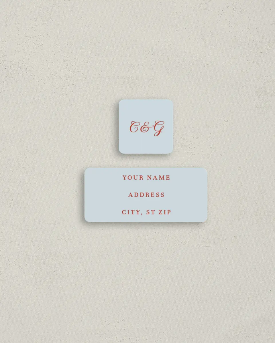 This is a 2¼" x 1" Labels; 1" x 1" Seals Return Address Label called Mod Elegance printed in full color