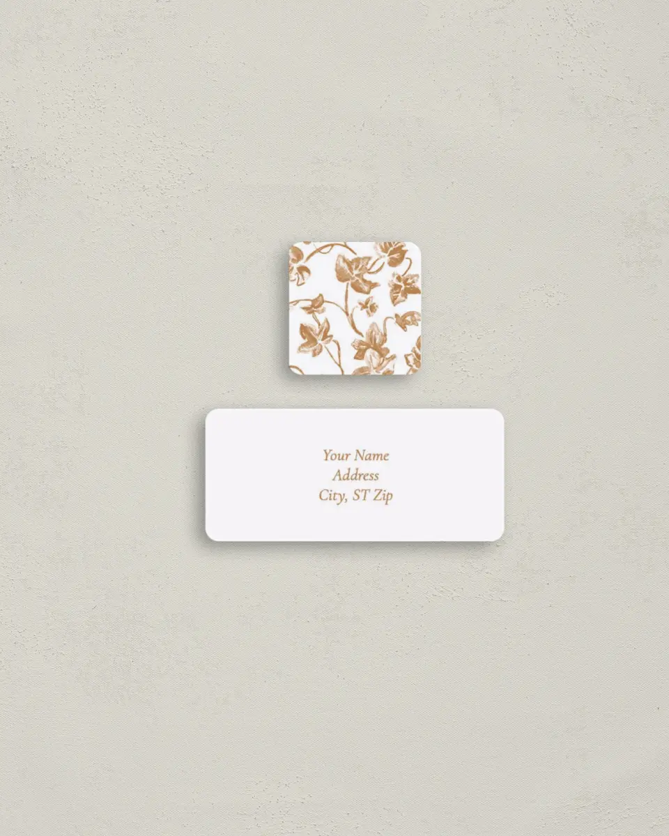 This is a 2¼" x 1" Labels; 1" x 1" Seals Return Address Label called Elegant Autumn printed in full color