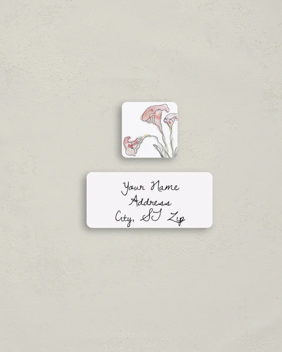 This is a 2¼" x 1" Labels; 1" x 1" Seals Return Address Label called Forever Bud printed in full color