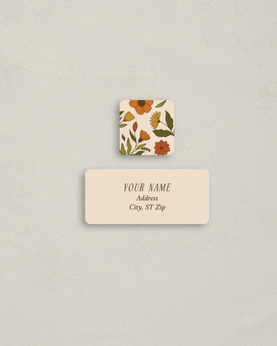 This is a 2¼" x 1" Labels; 1" x 1" Seals Return Address Label called Wild + Bright printed in full color
