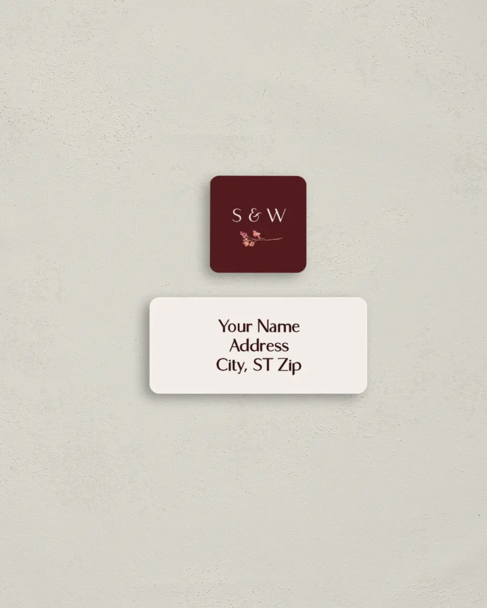 This is a 2¼" x 1" Labels; 1" x 1" Seals Return Address Label called Fall Florals printed in full color