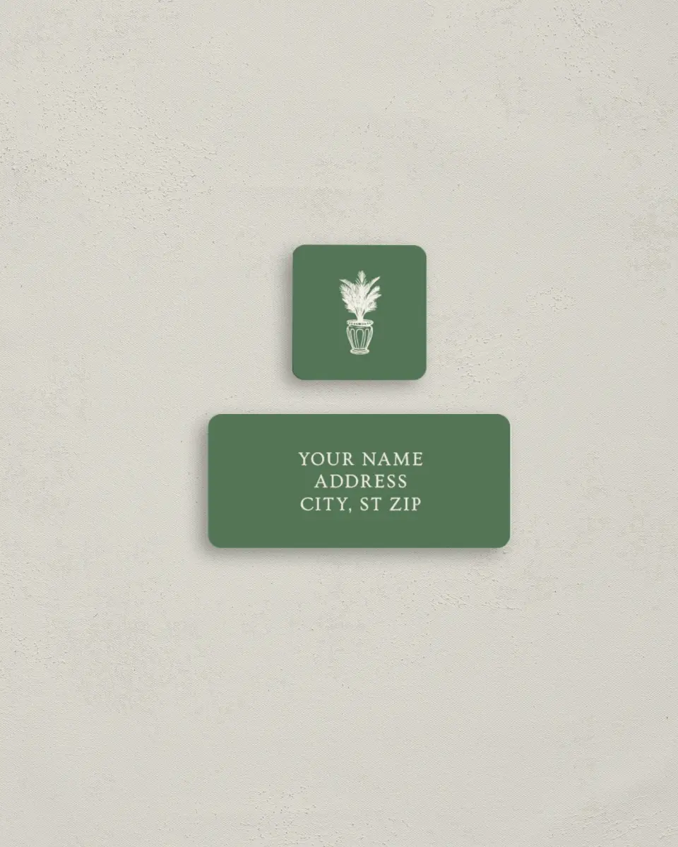 This is a 2¼" x 1" Labels; 1" x 1" Seals Return Address Label called Warwick printed in full color
