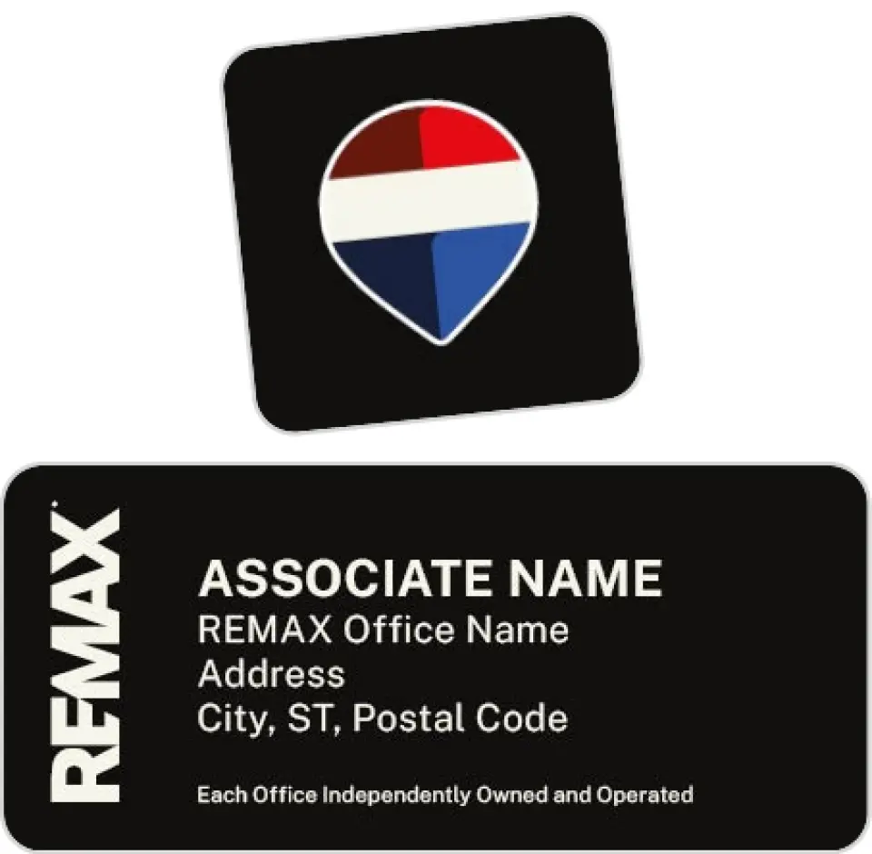 This is a 2¼" x 1" Labels; 1" x 1" Seals REMAX Labels & Seal called REMAX Bold Contrast printed in full color