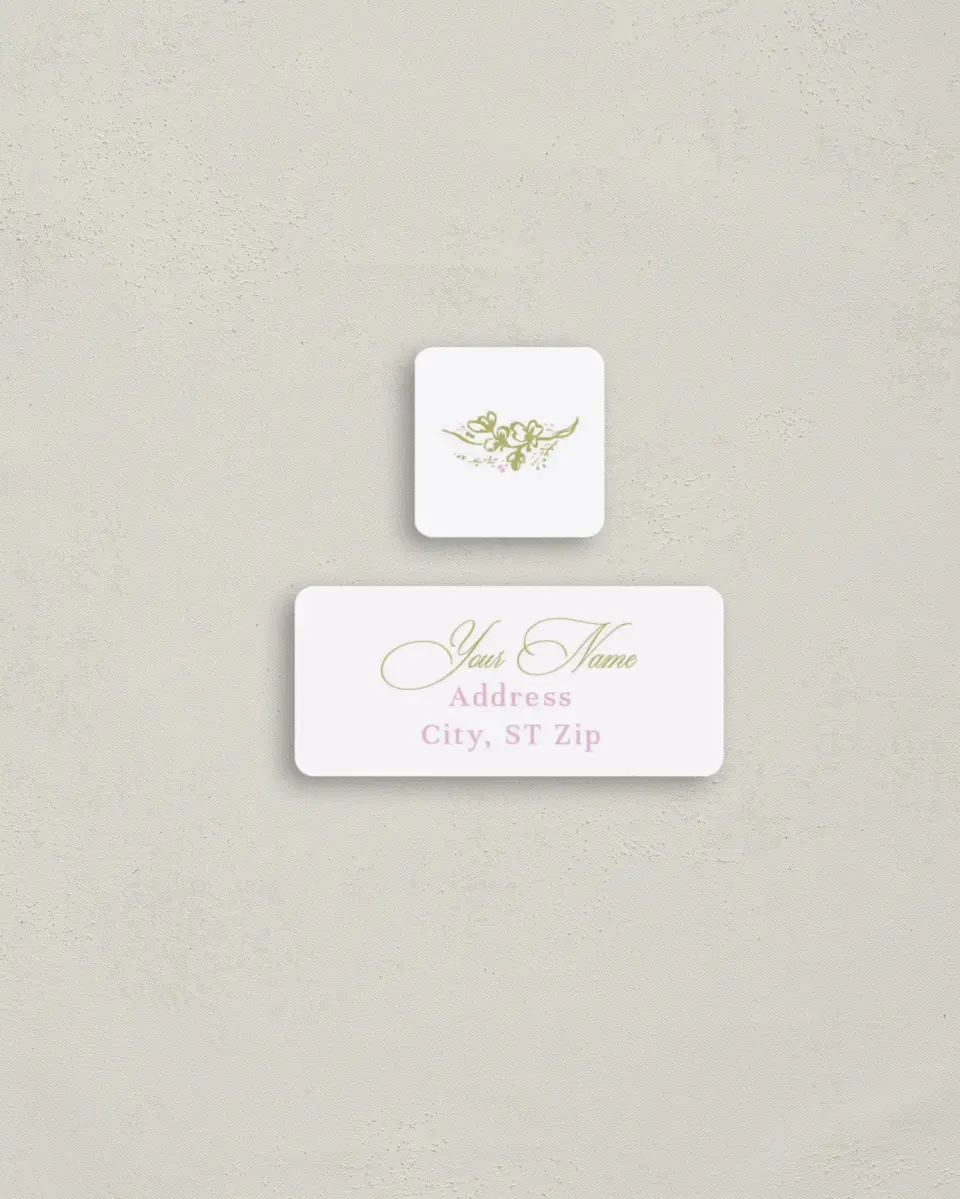 This is a 2¼" x 1" Labels; 1" x 1" Seals Return Address Label called Evening in Bloom printed in full color