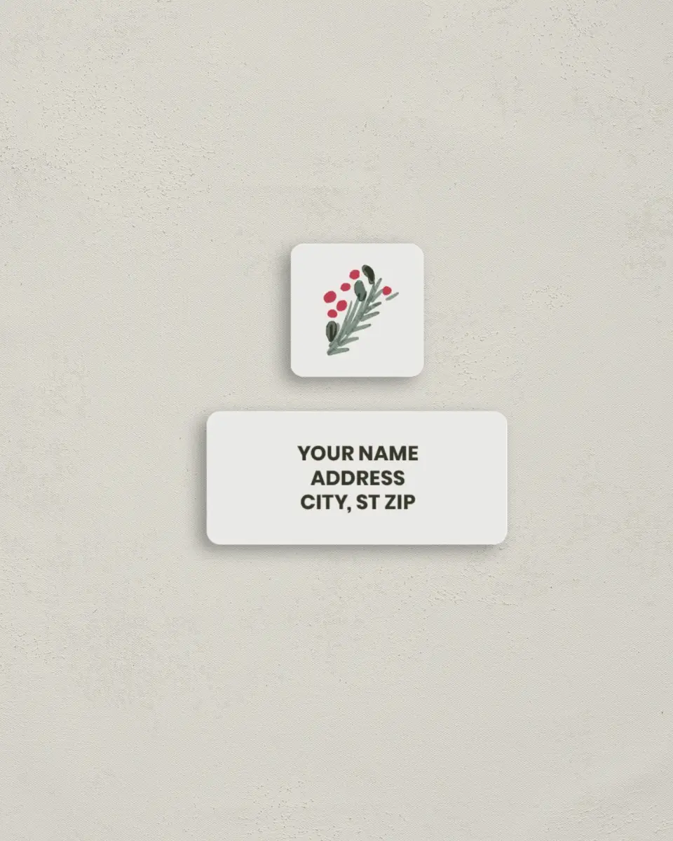 This is a 2¼" x 1" Labels; 1" x 1" Seals Return Address Label called Fa La Fun printed in full color