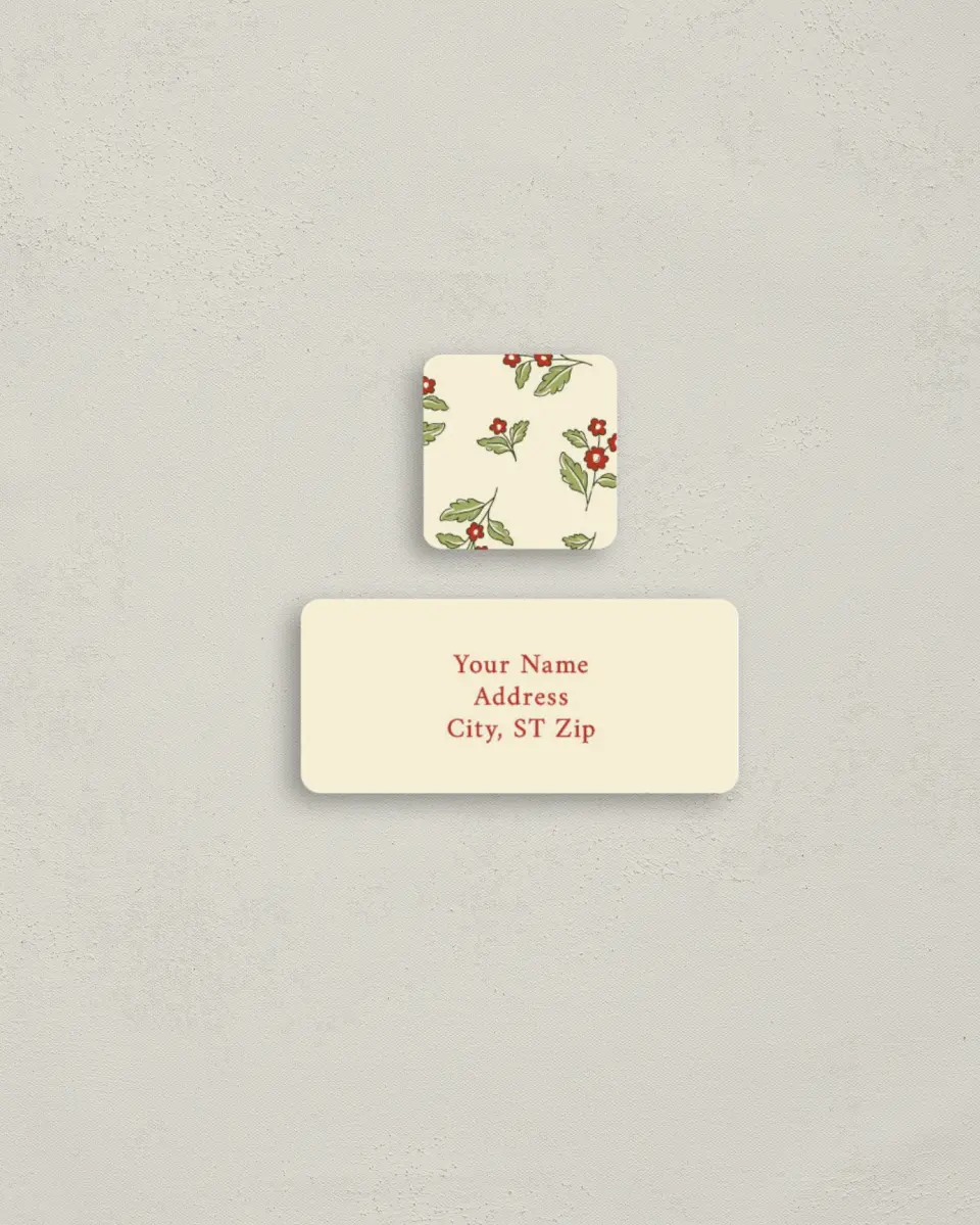 This is a 2¼" x 1" Labels; 1" x 1" Seals Return Address Label called First Christmas printed in full color