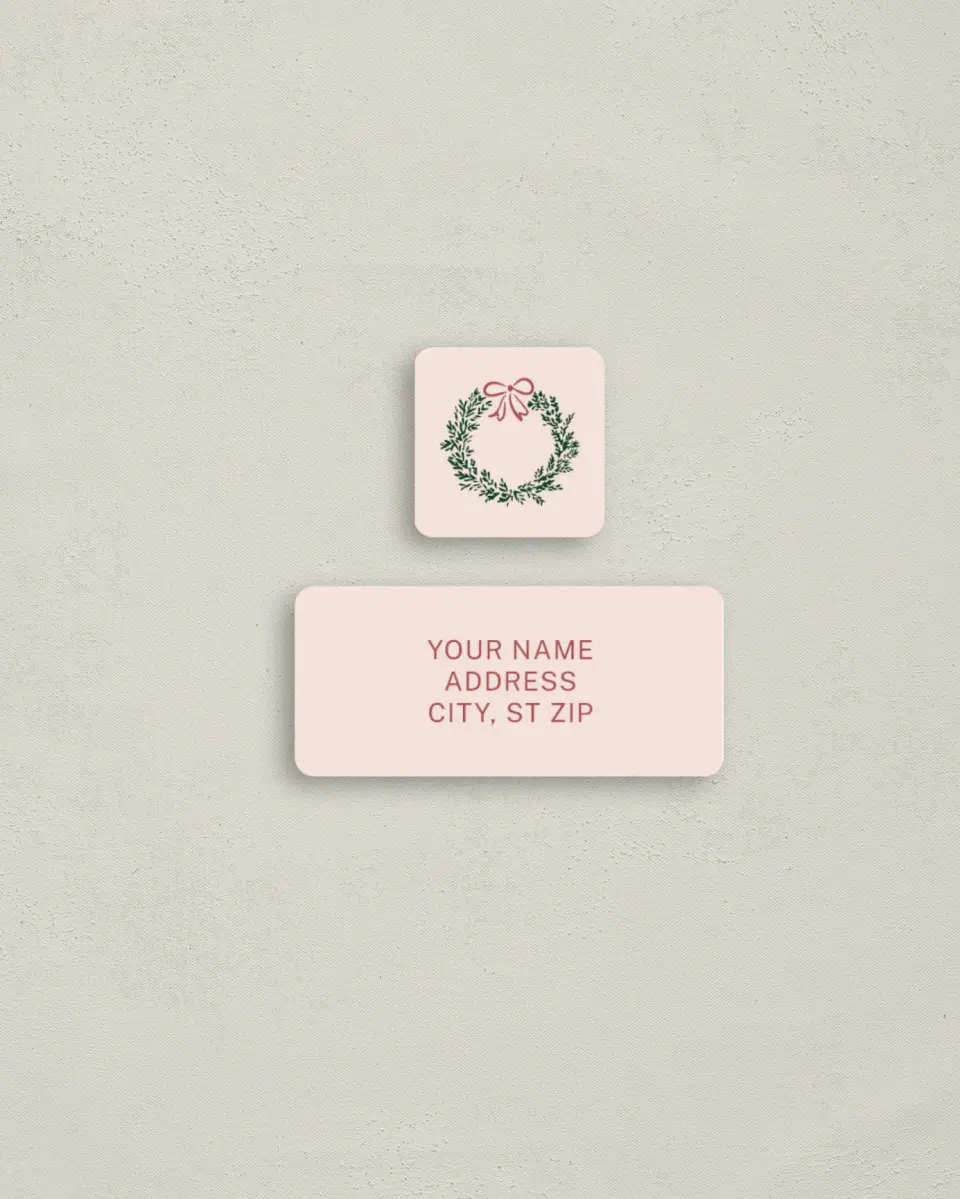 This is a 2¼" x 1" Labels; 1" x 1" Seals Return Address Label called Holiday Home printed in full color