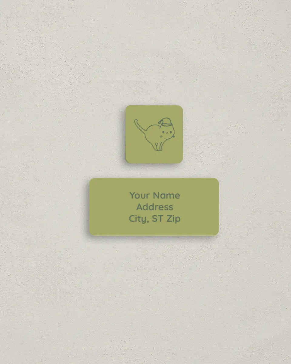 This is a 2¼" x 1" Labels; 1" x 1" Seals Return Address Label called Meowy Christmas printed in full color