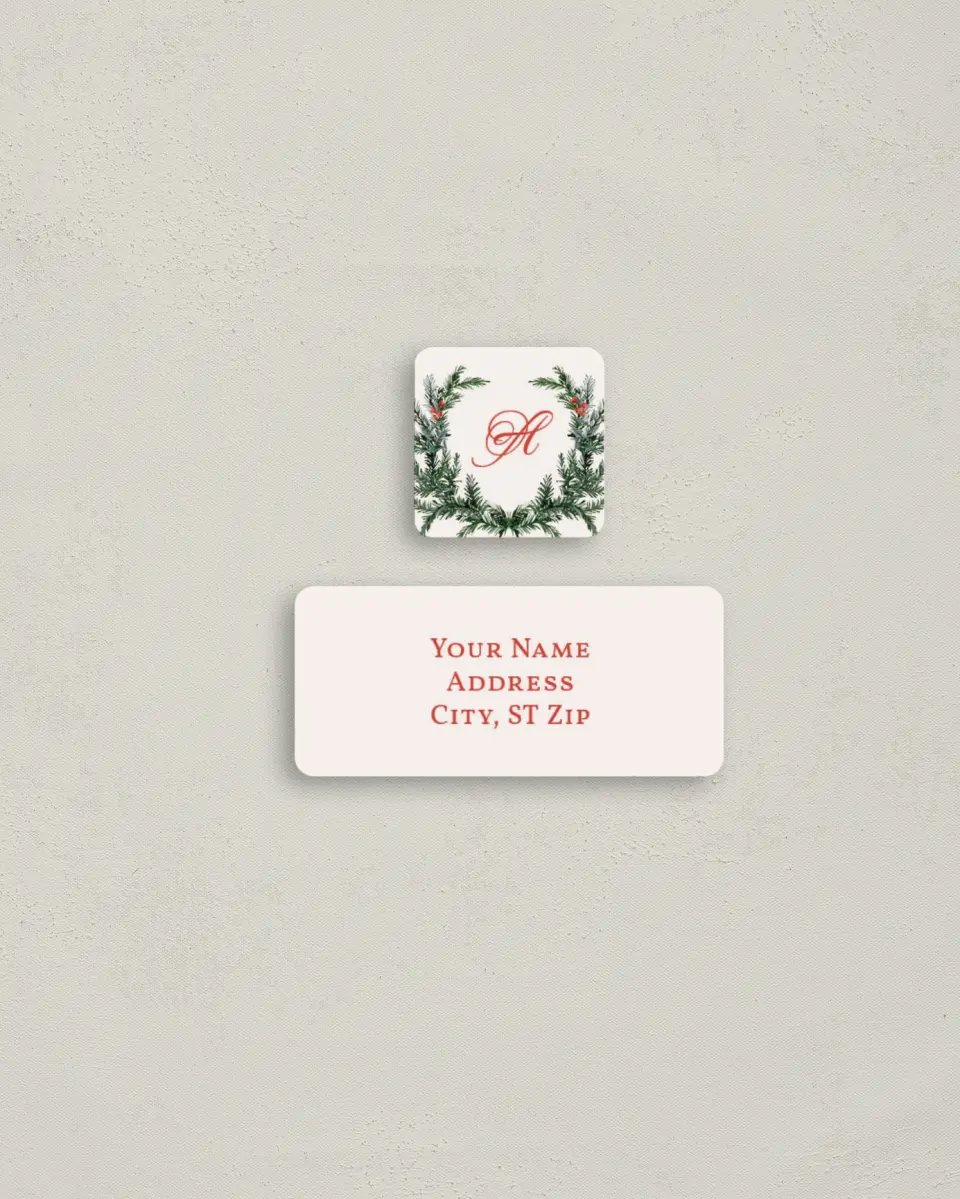 This is a 2¼" x 1" Labels; 1" x 1" Seals Return Address Label called New Mr. & Mrs. printed in full color