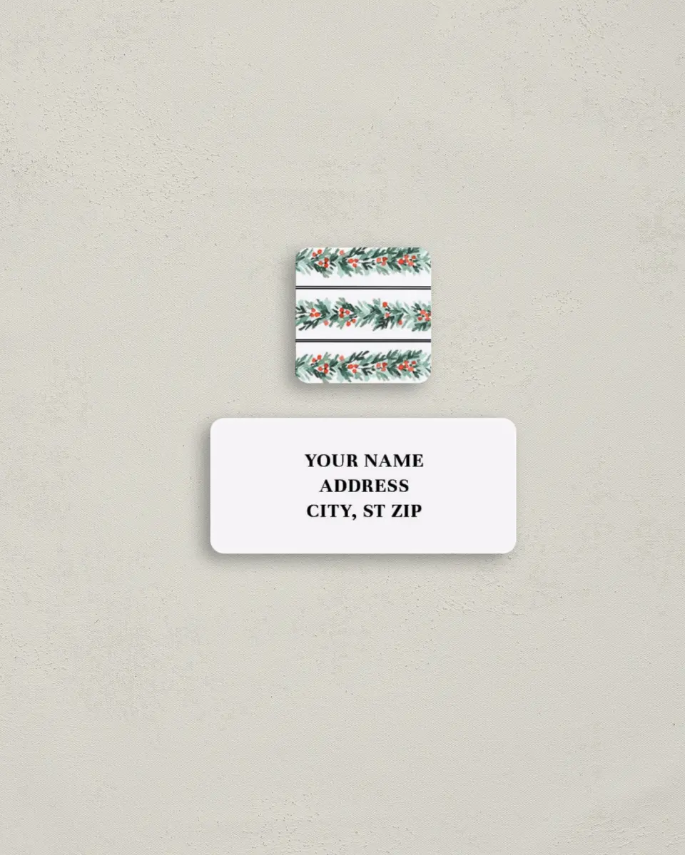 This is a 2¼" x 1" Labels; 1" x 1" Seals Return Address Label called Holiday Baby printed in full color